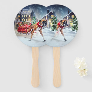 Boxer Christmas Festive Season Hand Fan