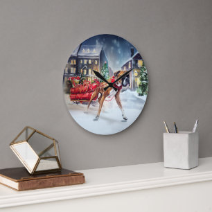 Boxer Christmas Festive Season Large Clock