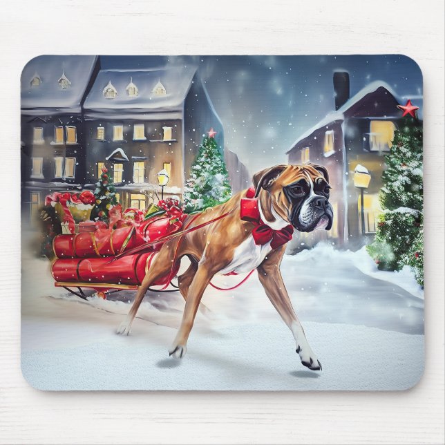 Boxer Christmas Festive Season Mouse Pad (Front)