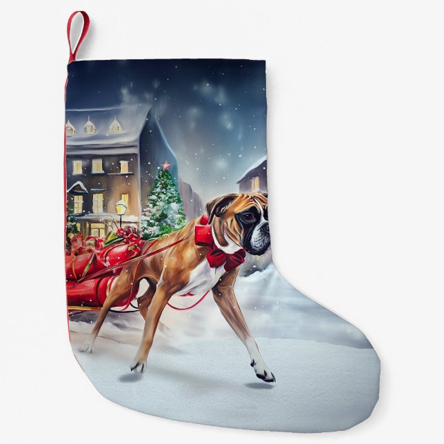 Boxer Christmas Festive Season Small Christmas Stocking (Front)