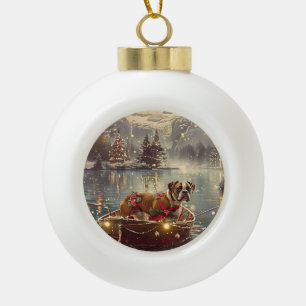 Boxer Christmas Festive Voyage Ceramic Ball Christmas Ornament