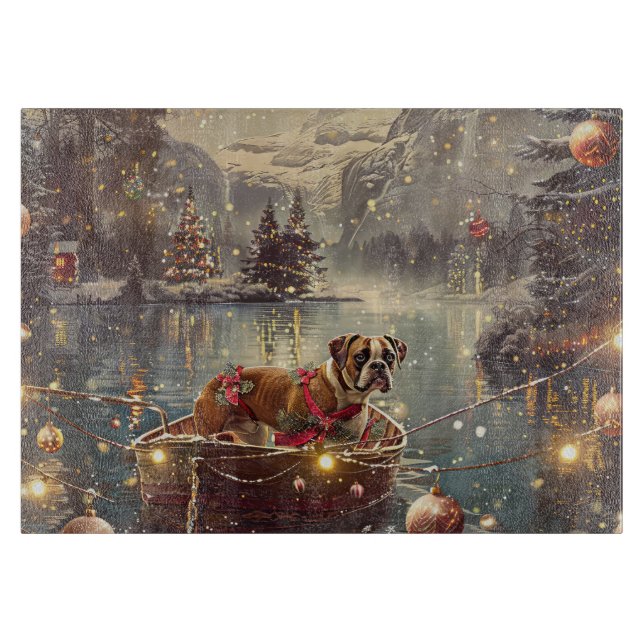 Boxer Christmas Festive Voyage Cutting Board (Front)
