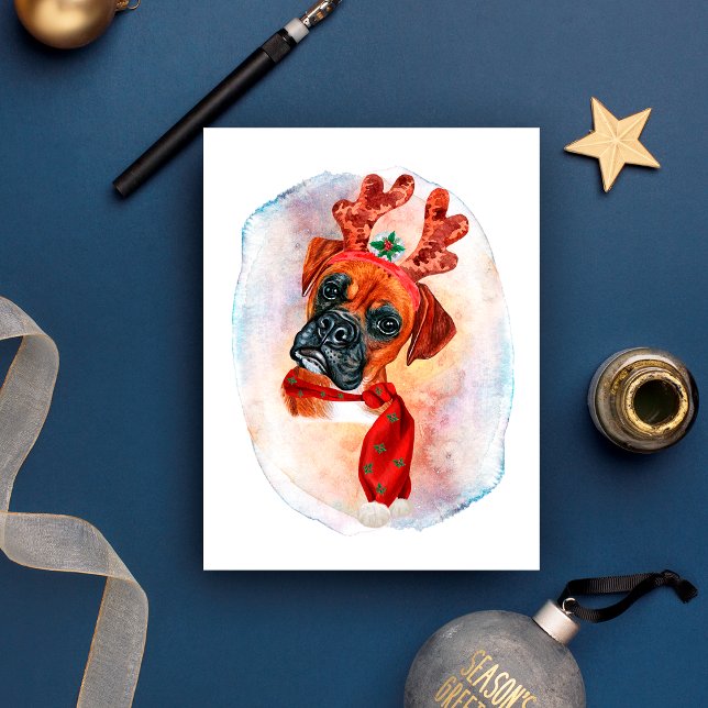 Boxer Christmas Gifts For Dogs Lovers Holiday Postcard (Creator Uploaded)