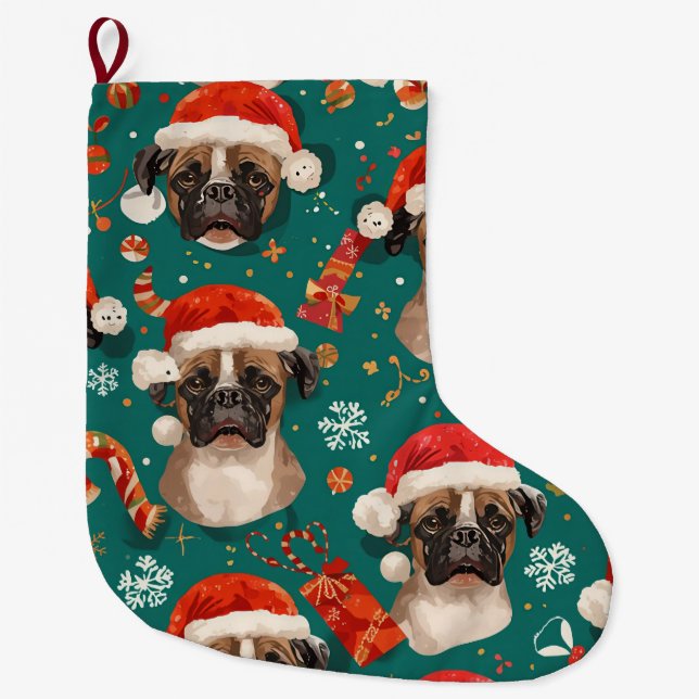 Boxer christmas large christmas stocking (Front)