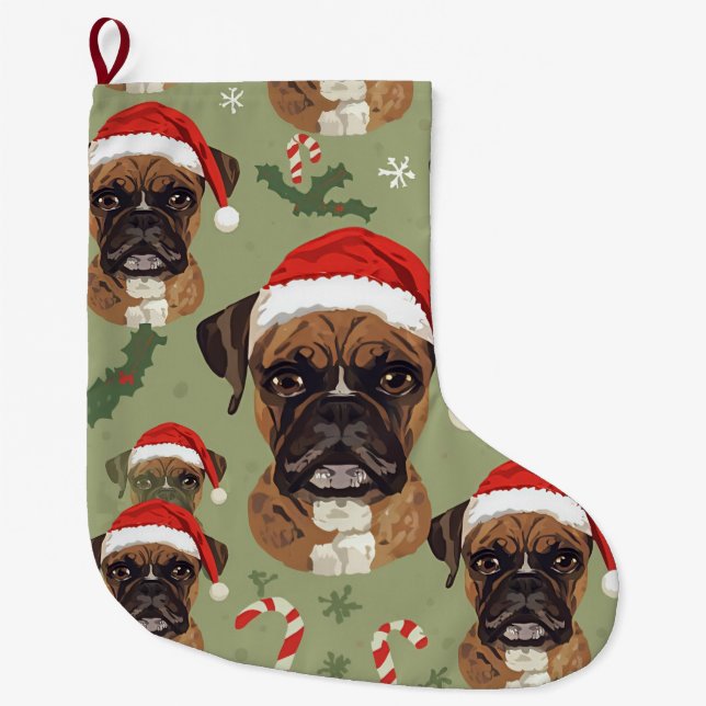 Boxer christmas large christmas stocking (Front)
