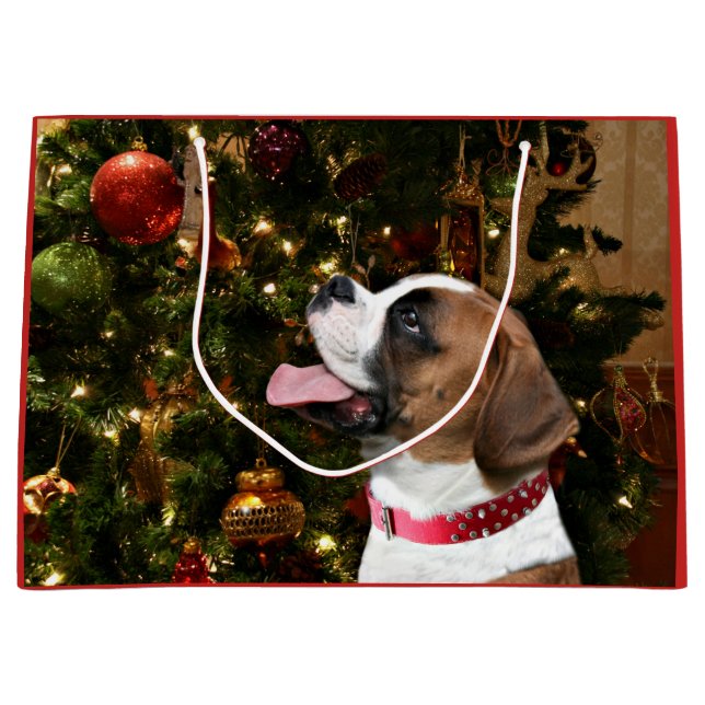 Boxer Christmas Large Gift Bag (Front)