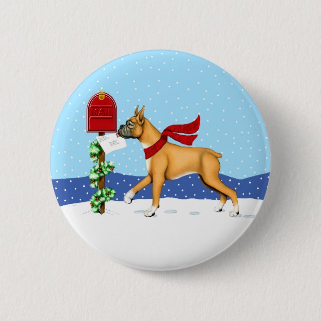 Boxer Christmas Mail 6 Cm Round Badge (Front)