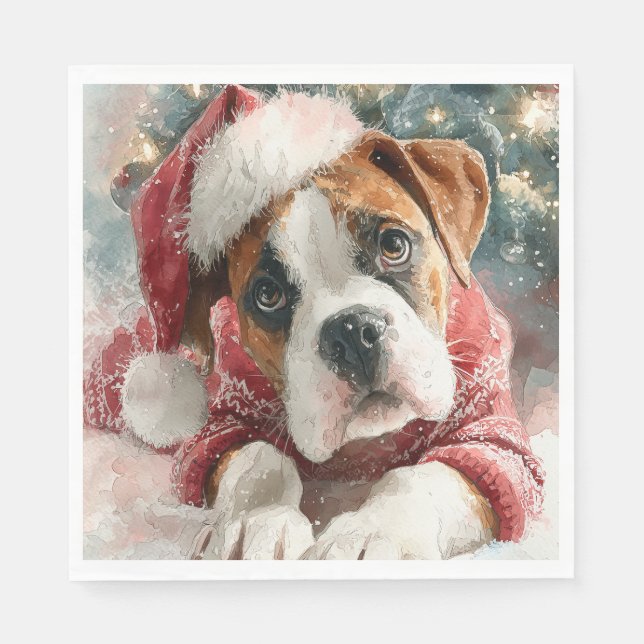 Boxer Christmas Paper Napkin (Front)