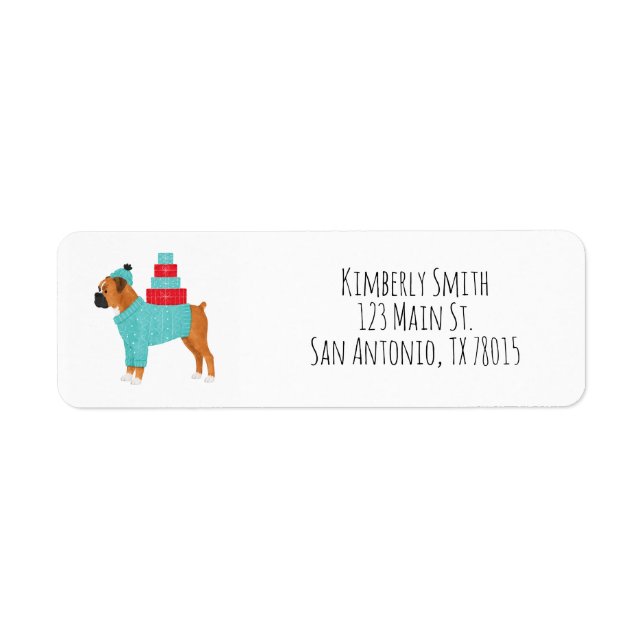 Boxer Christmas Return Address  Label (Front)