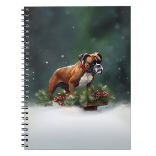 Boxer Christmas snow winter Notebook