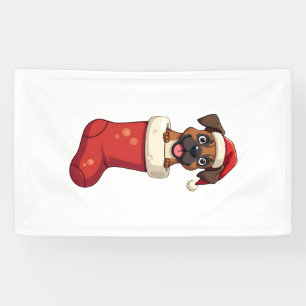 Boxer Christmas Stocking Banner