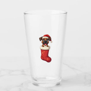 Boxer Christmas Stocking Glass