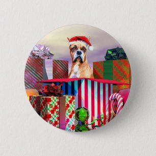 Boxer Christmas Surprise 6 Cm Round Badge