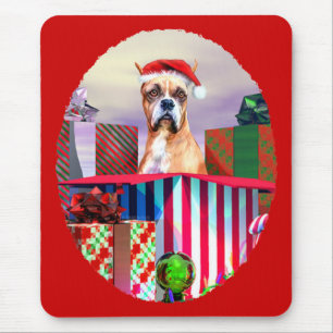 Boxer Christmas Surprise Mouse Pad