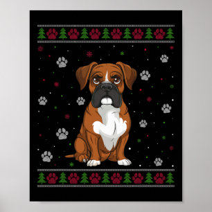 Boxer Christmas Sweater Xmas Pet Animal Dog Lover Poster