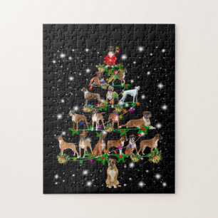 Boxer Christmas Tree Covered By Flashlight Jigsaw Puzzle