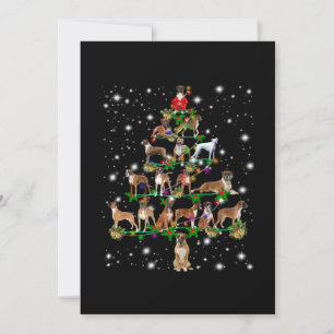 Boxer Christmas Tree Covered By Flashlight Thank You Card
