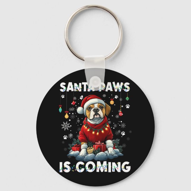 Boxer Christmas Tree Lights Decorations Dog Lover  Key Ring (Front)