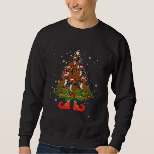 Boxer Christmas Tree Lights Santa Hat Dog Sweatshirt