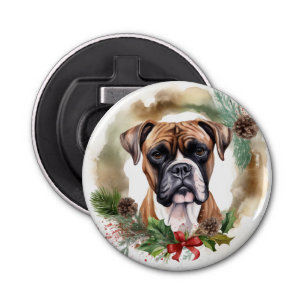 Boxer Christmas Wreath Festive Pup Bottle Opener