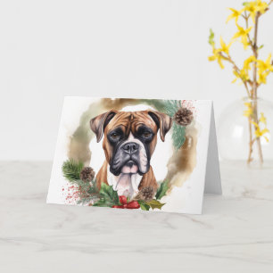 Boxer Christmas Wreath Festive Pup Card
