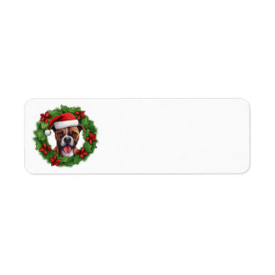 Boxer Christmas Wreath Return Address Label