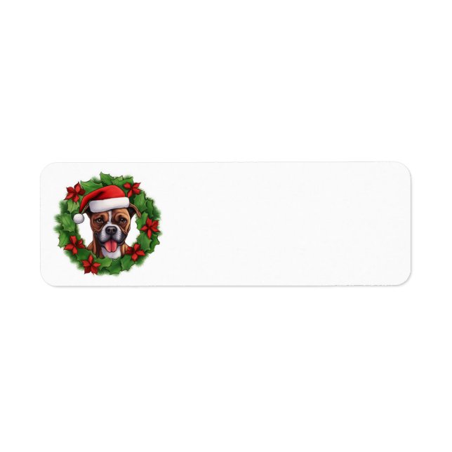 Boxer Christmas Wreath Return Address Label (Front)