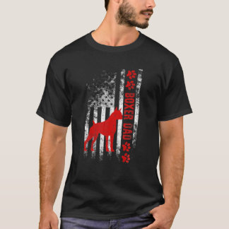 Boxer Dad American Flag Gift T-Shirt