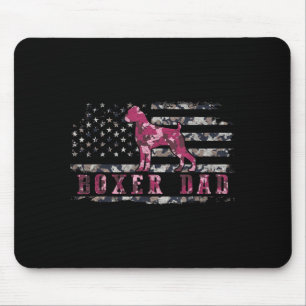 Boxer Dad Camo American Flag Camouflage USA Dog Mouse Pad
