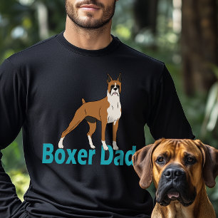 Boxer Dad Green Teal Text Dog Drawing T-Shirt
