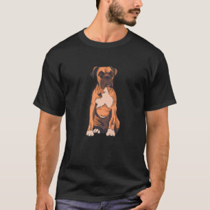 Boxer Dad Mom Breed Dogs Portrait Drawing Dog Day T-Shirt