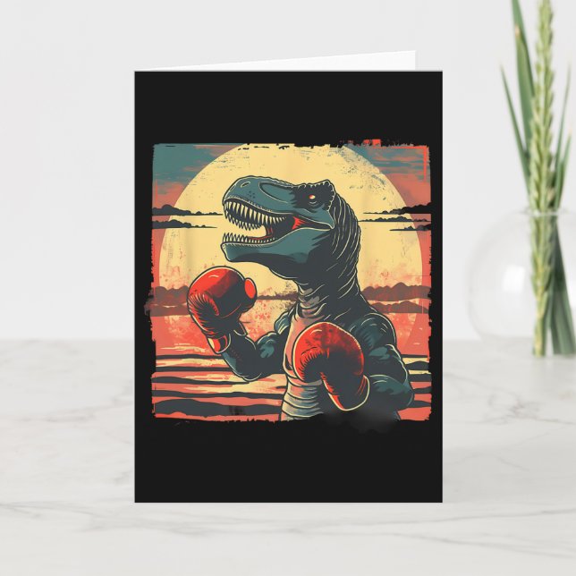 Boxer Dinosaur Boxing Dino Kickboxing T-rex Boxing Card (Front)