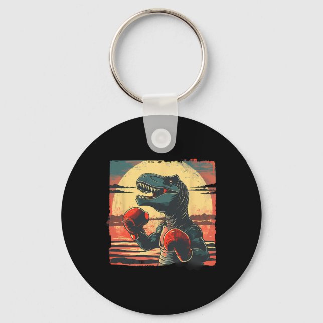 Boxer Dinosaur Boxing Dino Kickboxing T-rex Boxing Key Ring (Front)