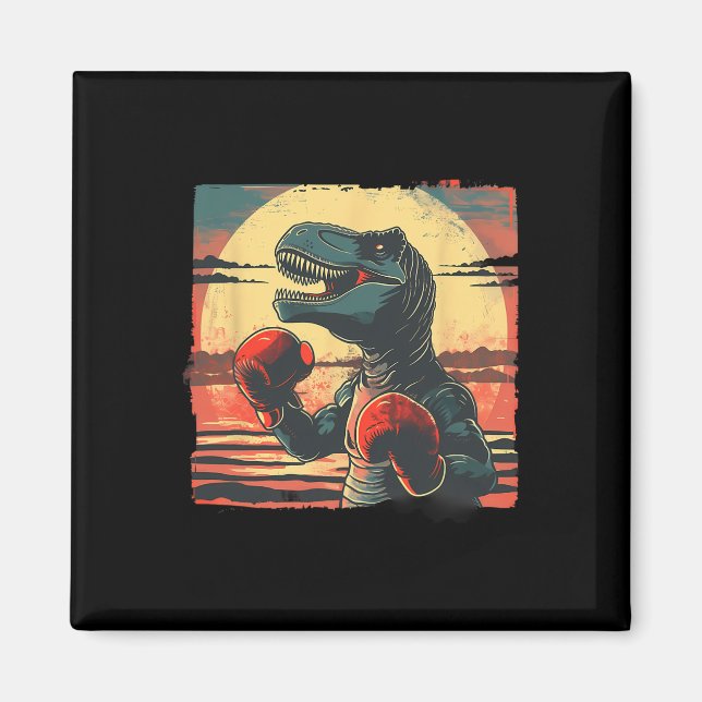 Boxer Dinosaur Boxing Dino Kickboxing T-rex Boxing Magnet (Front)