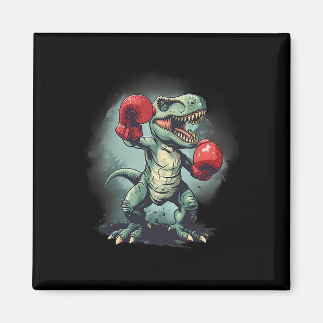 Boxer Dinosaur Boxing Dino Kickboxing T-rex Boxing Magnet (Front)