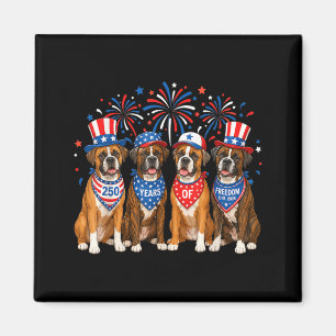 Boxer Dog 250 Years Aamerican 1776 2026 4th July Magnet