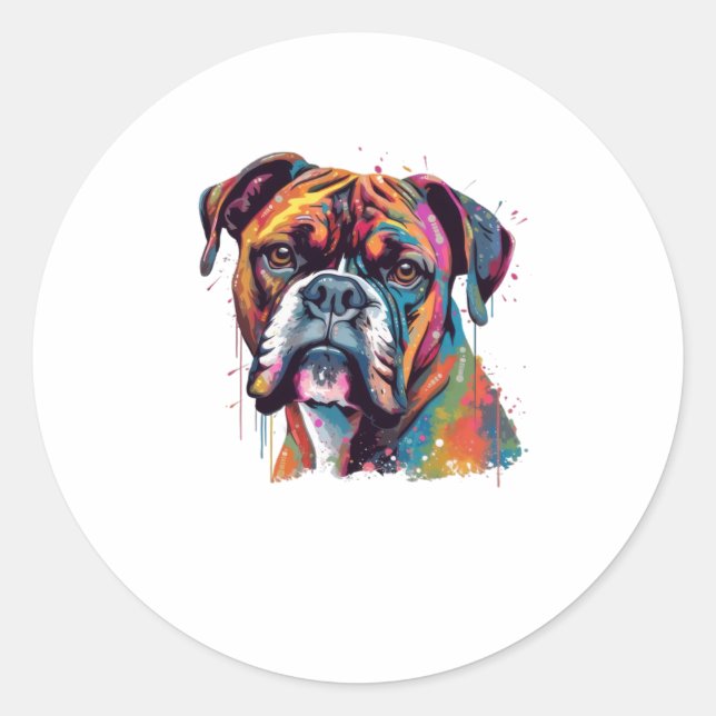 Boxer Dog 2 Classic Round Sticker (Front)