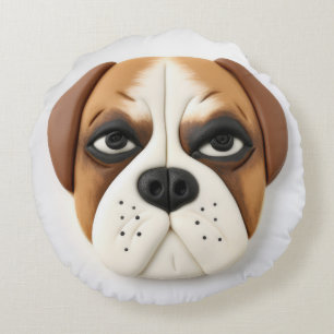 Boxer Dog 3D Inspired Round Cushion