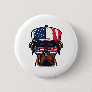 Boxer Dog 4th of July 6 Cm Round Badge