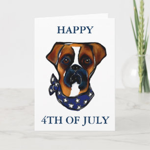 Boxer Dog 4th of July Card