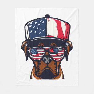Boxer Dog 4th of July Fleece Blanket