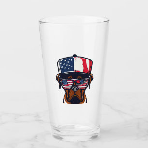 Boxer Dog 4th of July Glass