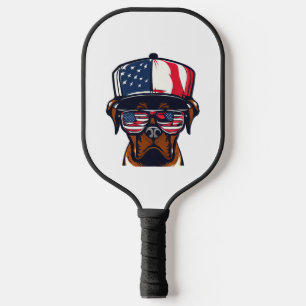 Boxer Dog 4th of July Pickleball Paddle