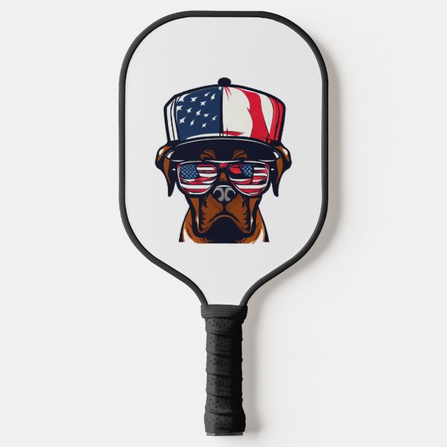 Boxer Dog 4th of July Pickleball Paddle (Front)