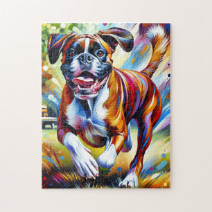 Boxer Dog Acrylic Art Print Dog Lover Gift Jigsaw Puzzle