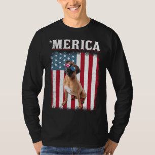 Boxer Dog American Flag  Dog  4th Of July T-Shirt
