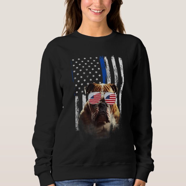 Boxer Dog American Flag Patriotic Boxer Dog 4th Of Sweatshirt (Front)