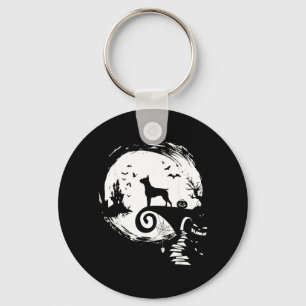 Boxer Dog And Moon Halloween Costume Dog Lover Key Ring