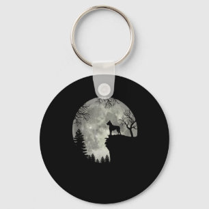 Boxer Dog And Moon Halloween Key Ring