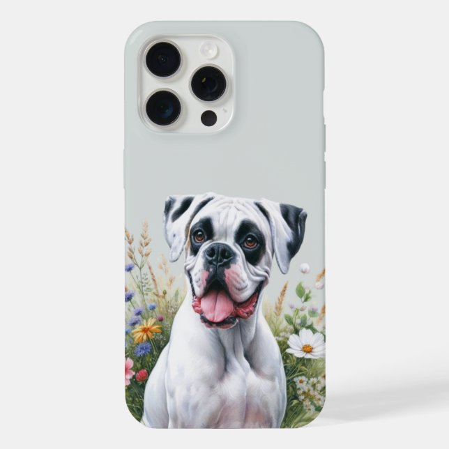 Boxer Dog and Wildflowers iPhone Case (Back)